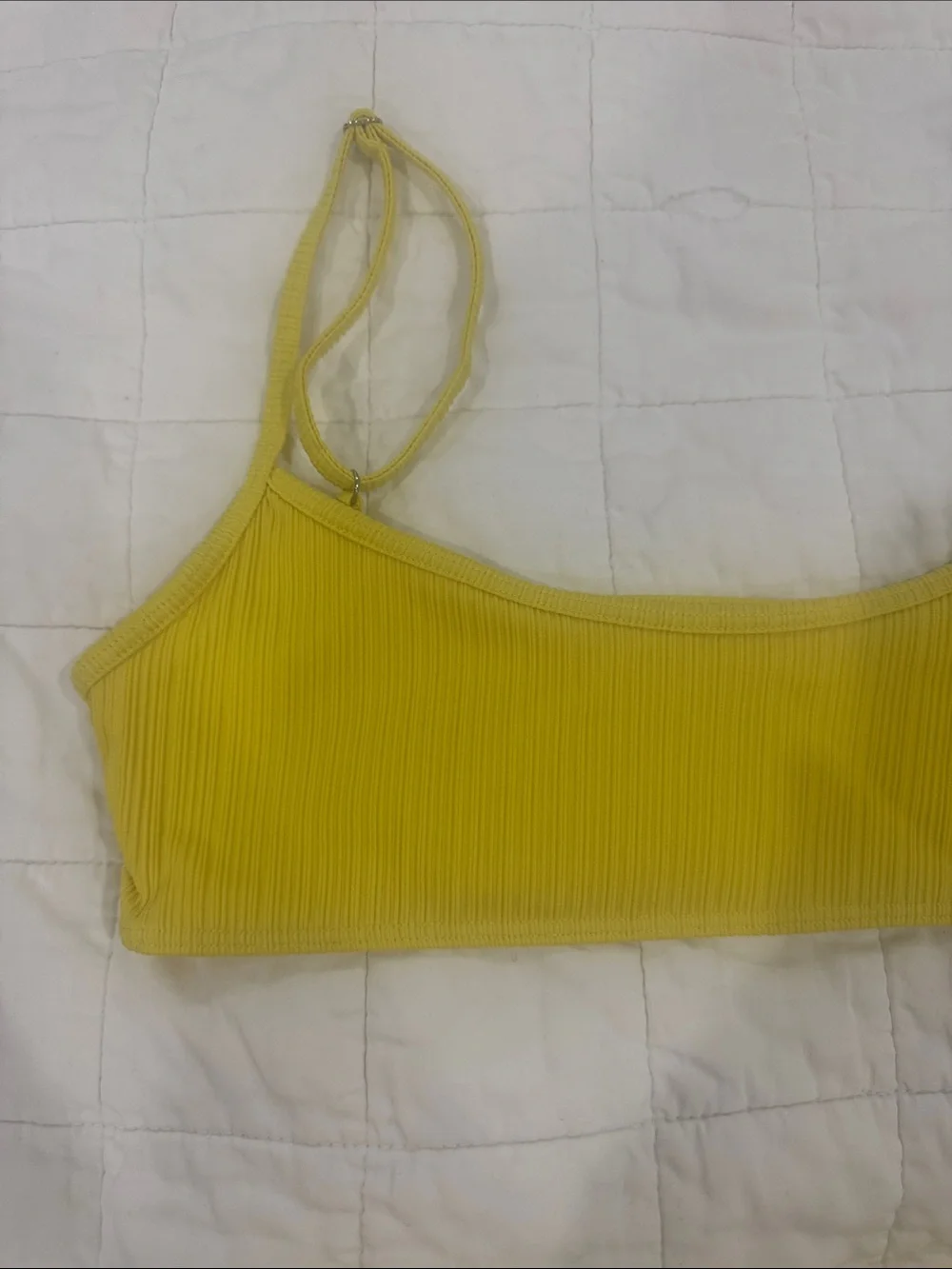 Frankie's Bikinis Bright Yellow High-Waist Ribbed Bikini